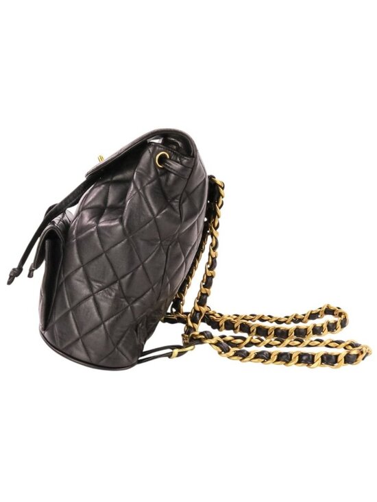 Chanel Vintage Quilted Lambskin Chain Shoulder Turnlock Backpack Black Pre Owned main image 10